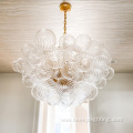 Spiral-textured glass orb pendant gold chandelier